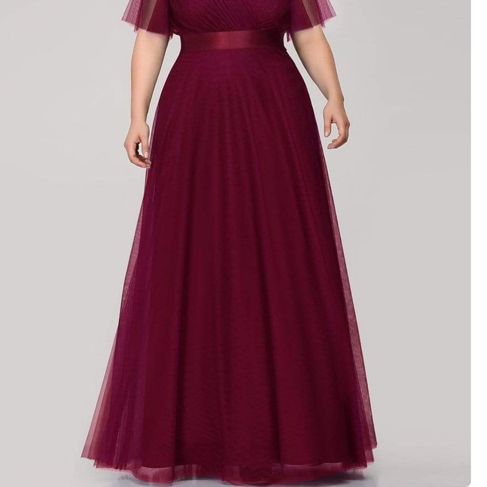 NWT Ever Pretty Flattering Burgundy gown formal 8-10 - Picture 6 of 13